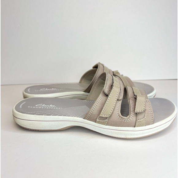 Clarks Cloudsteppers Women's Breeze Piper Slides 27772 Sz 9M Lt. Grey/White Nice - Picture 3 of 11